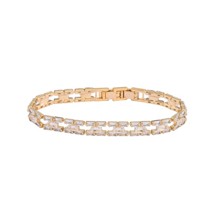Elegant Baguette AD Link Bracelet for Women
