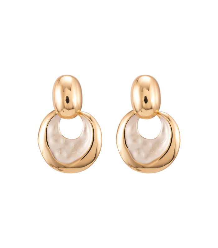 Queralt Luxe Enamel Crescent Arch Drop Earrings - Premium Stainless Steel Gold Tone Waterproof & Sweat-Proof Statement Dangles