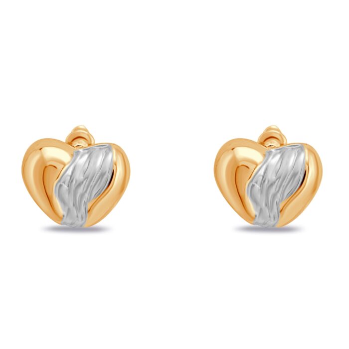 Amour Dual-Tone Heart Studs Earrings