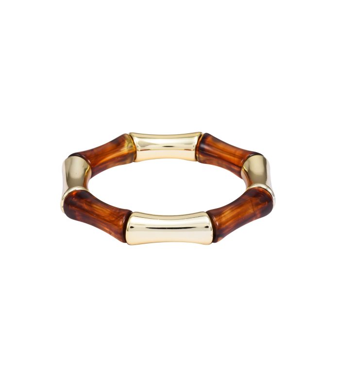 Premium Geometric Resin Bamboo Bar Stretch Bracelet for Women - Elegant Lightweight Stackable Bangle Kada