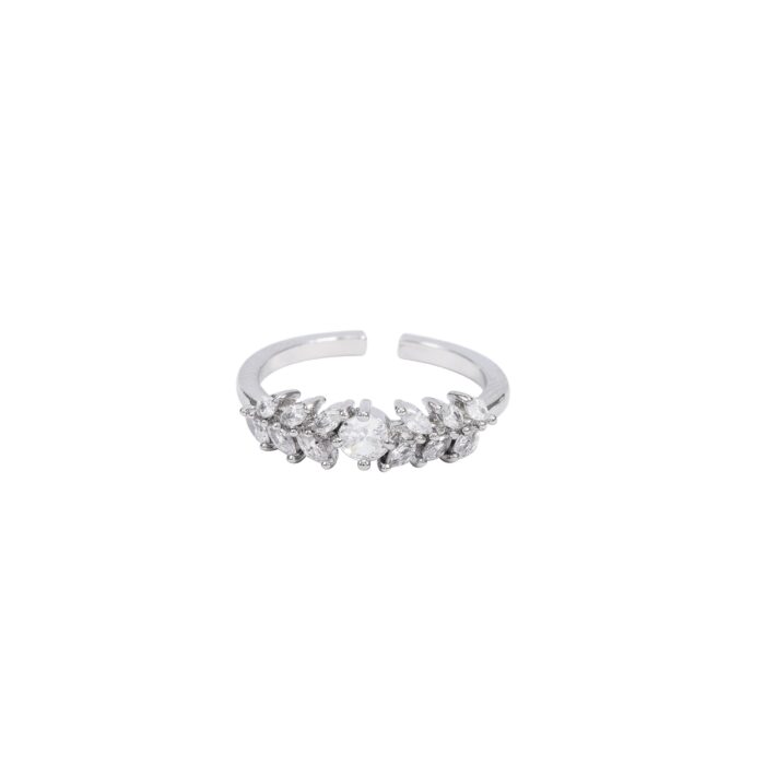 Silver Crystal Cluster Adjustable Ring