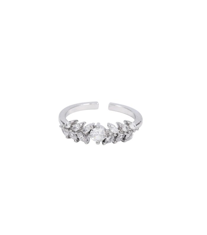 Silver Crystal Cluster Adjustable Ring