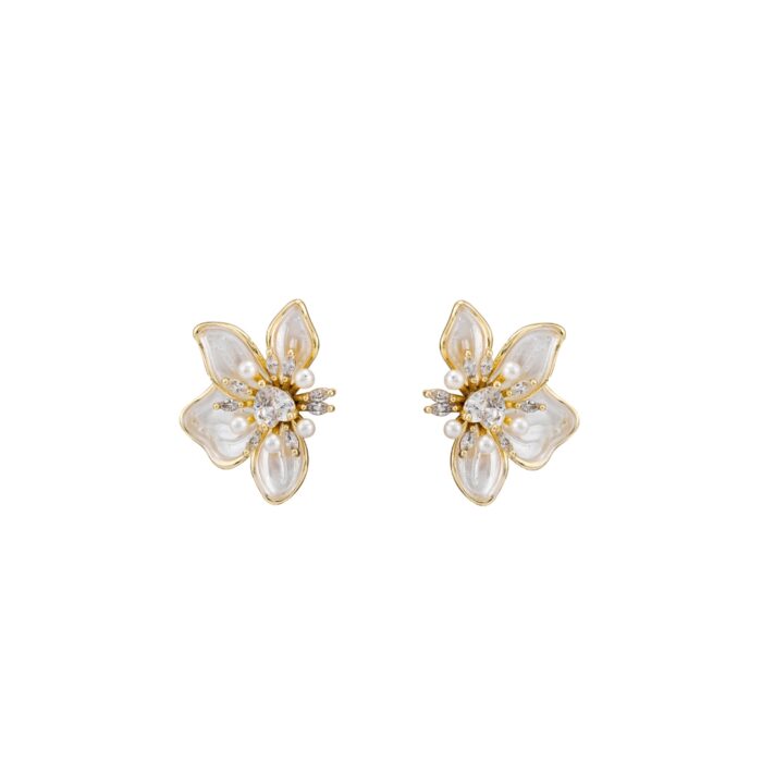 Ivory Flora Enamel Studs