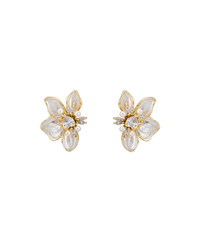 Ivory Flora Enamel Studs