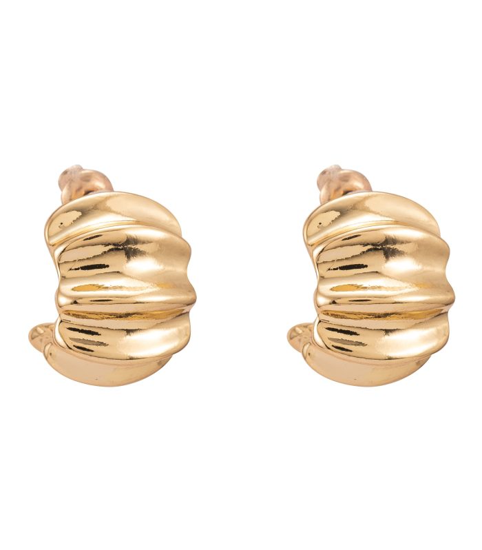 Gold Ridged Chunky Hoop Earrings