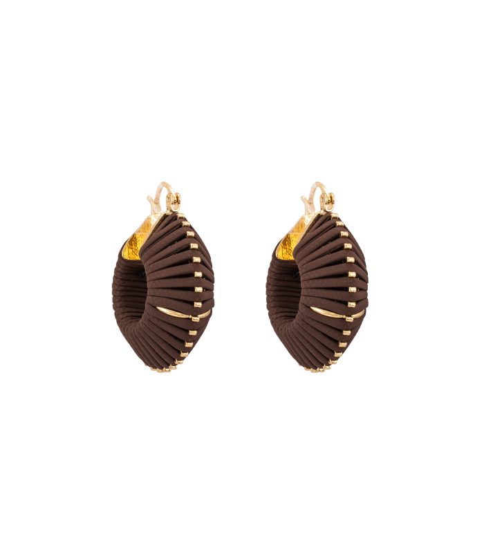 Ribbed Leather Hoop Earrings