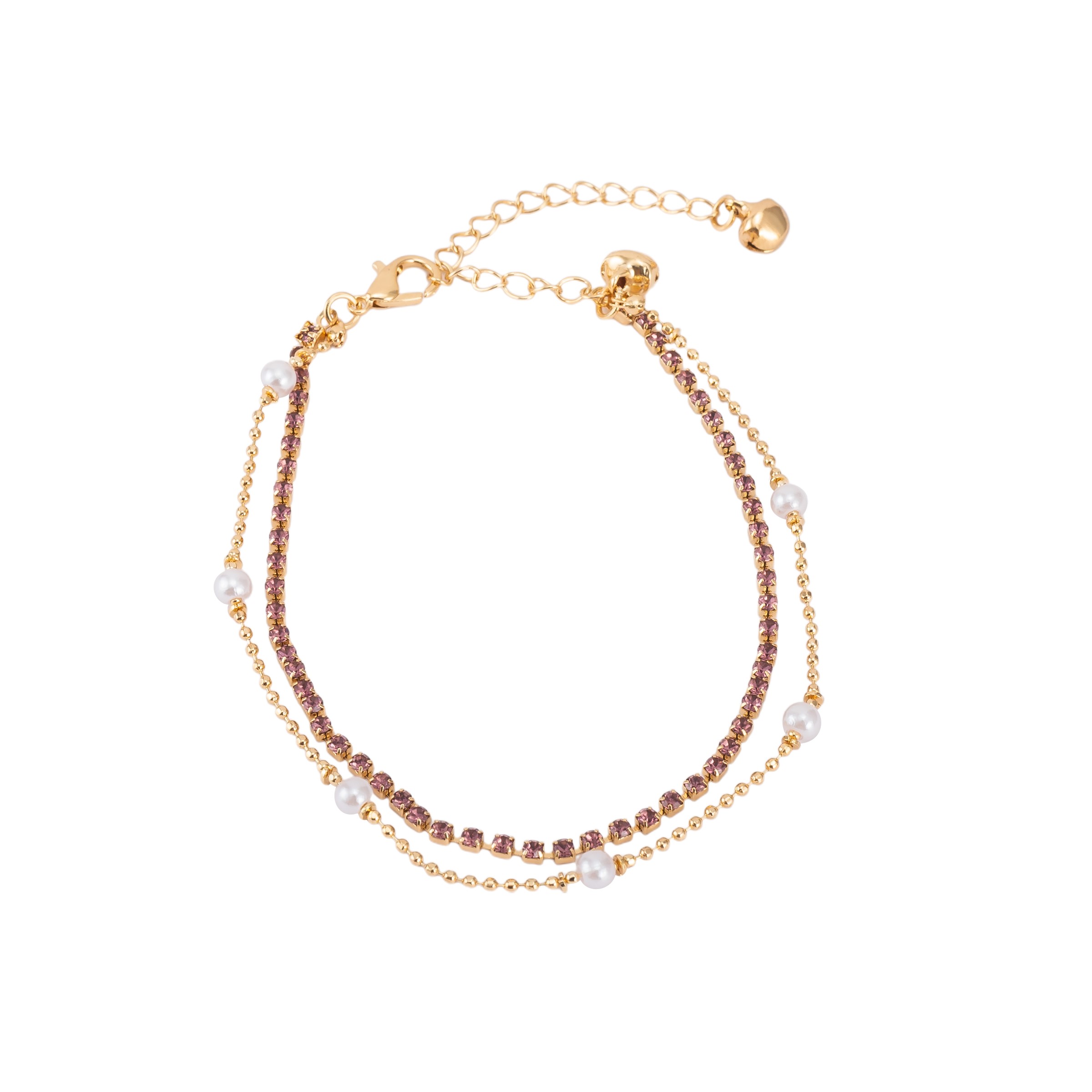Adjustable Double Strand Crystal Payal with Musical Ghungroo