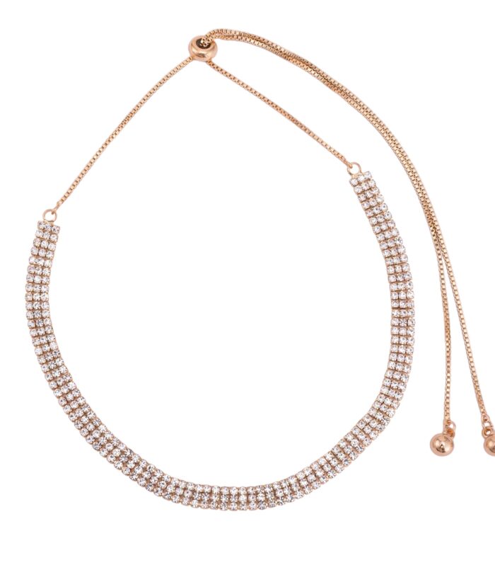 Crystal Tennis Choker Necklace for Women with Adjustable Drawstring