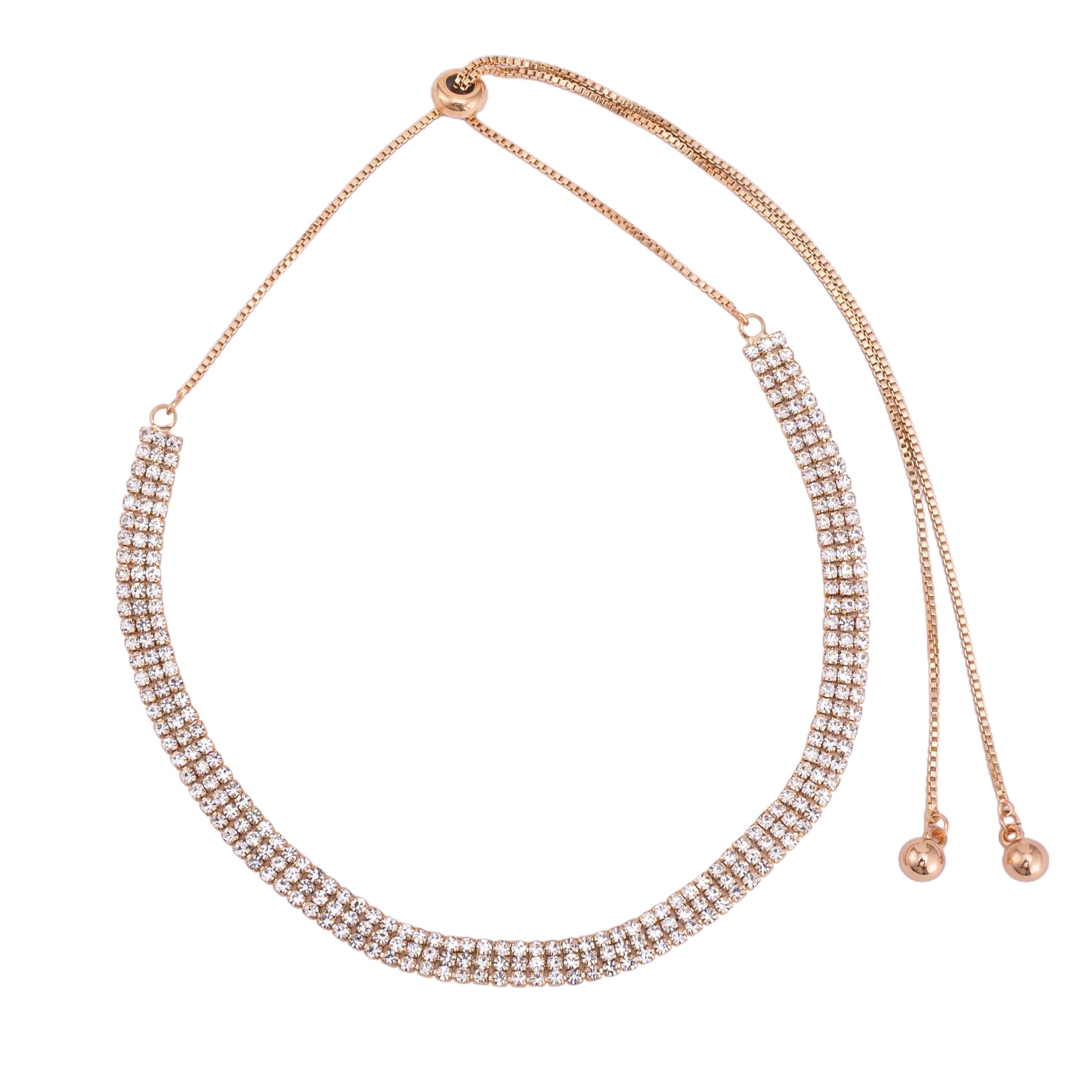 Crystal Tennis Choker Necklace for Women with Adjustable Drawstring