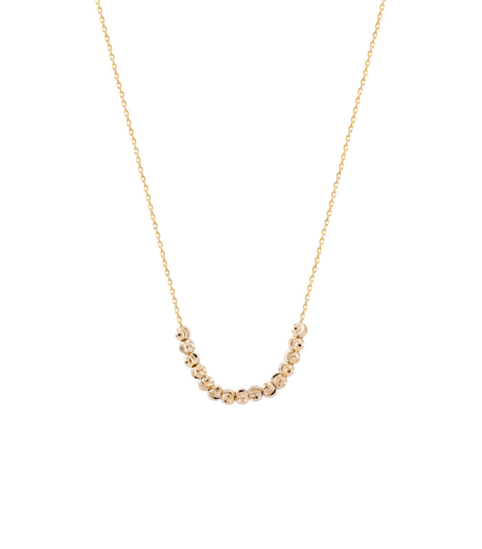 Gold Ball Bead Bar Necklace for Women with Delicate Chain