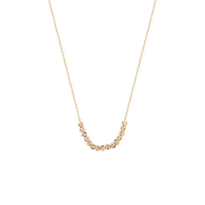 Gold Ball Bead Bar Necklace for Women with Delicate Chain