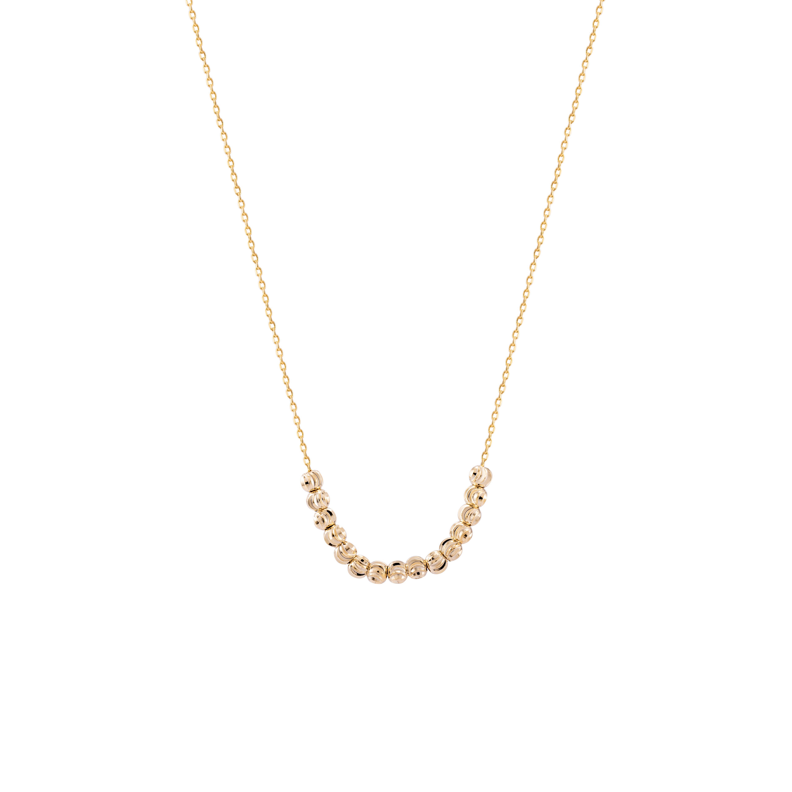Gold Ball Bead Bar Necklace for Women with Delicate Chain