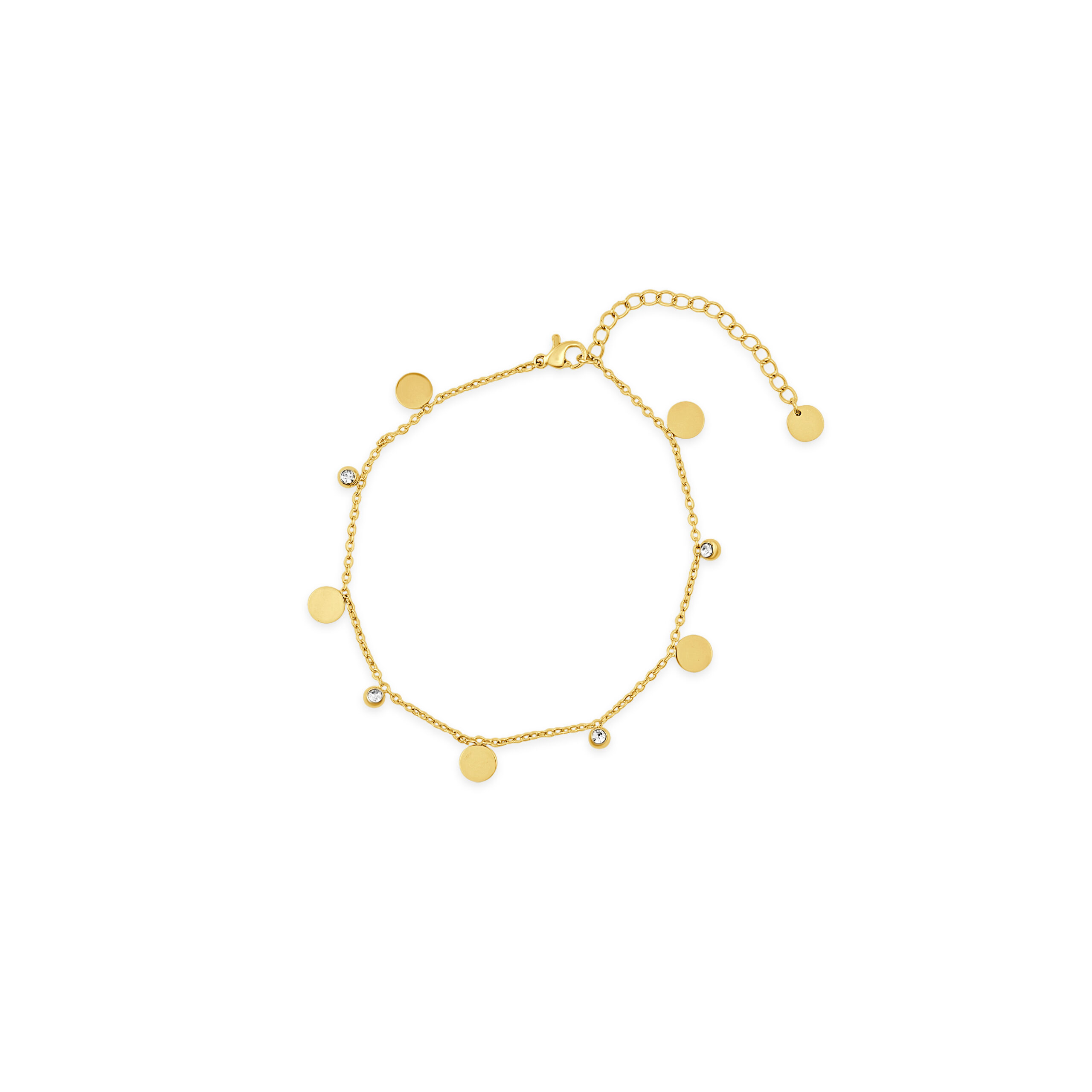 Gold Plated AD Stone Coin Charm Anklet