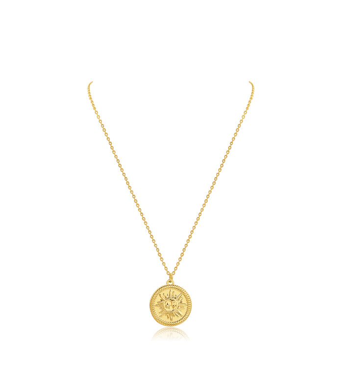 Gold Plated Sun & Moon Coin Pendant Necklace