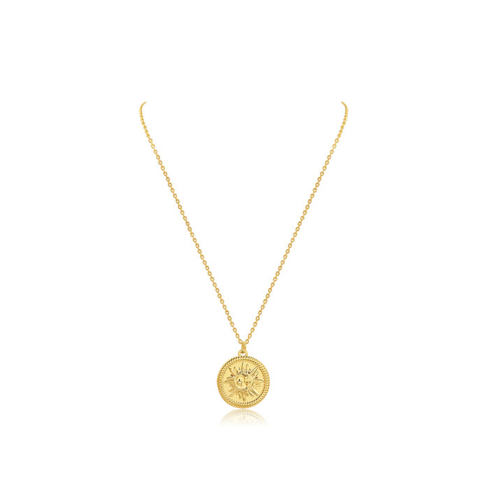 Gold Plated Sun & Moon Coin Pendant Necklace