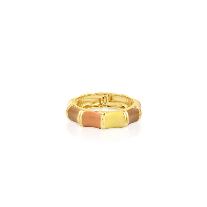 Nude Enamel Gold Plated Hinged Bangle Bracelet