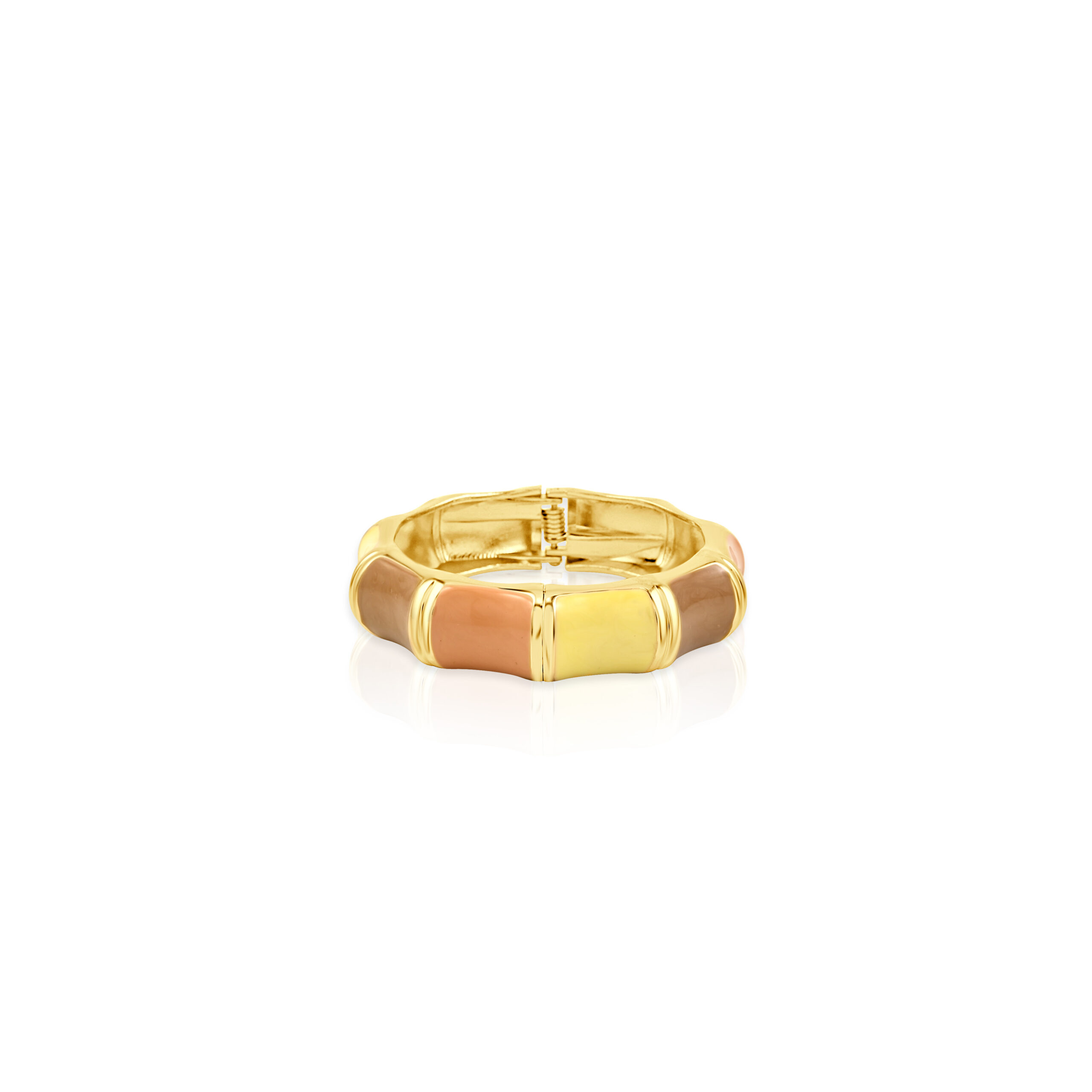 Nude Enamel Gold Plated Hinged Bangle Bracelet