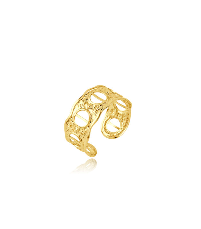 Gold Plated Textured Cutout Cuff Bracelet