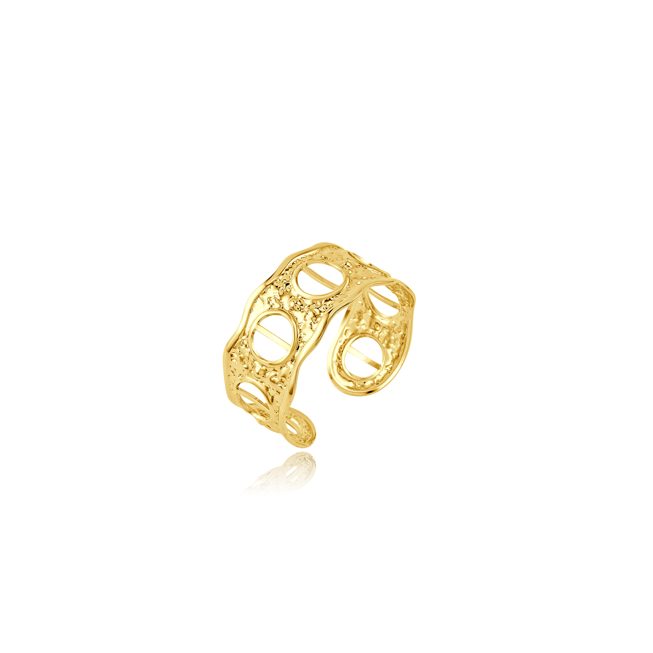 Gold Plated Textured Cutout Cuff Bracelet
