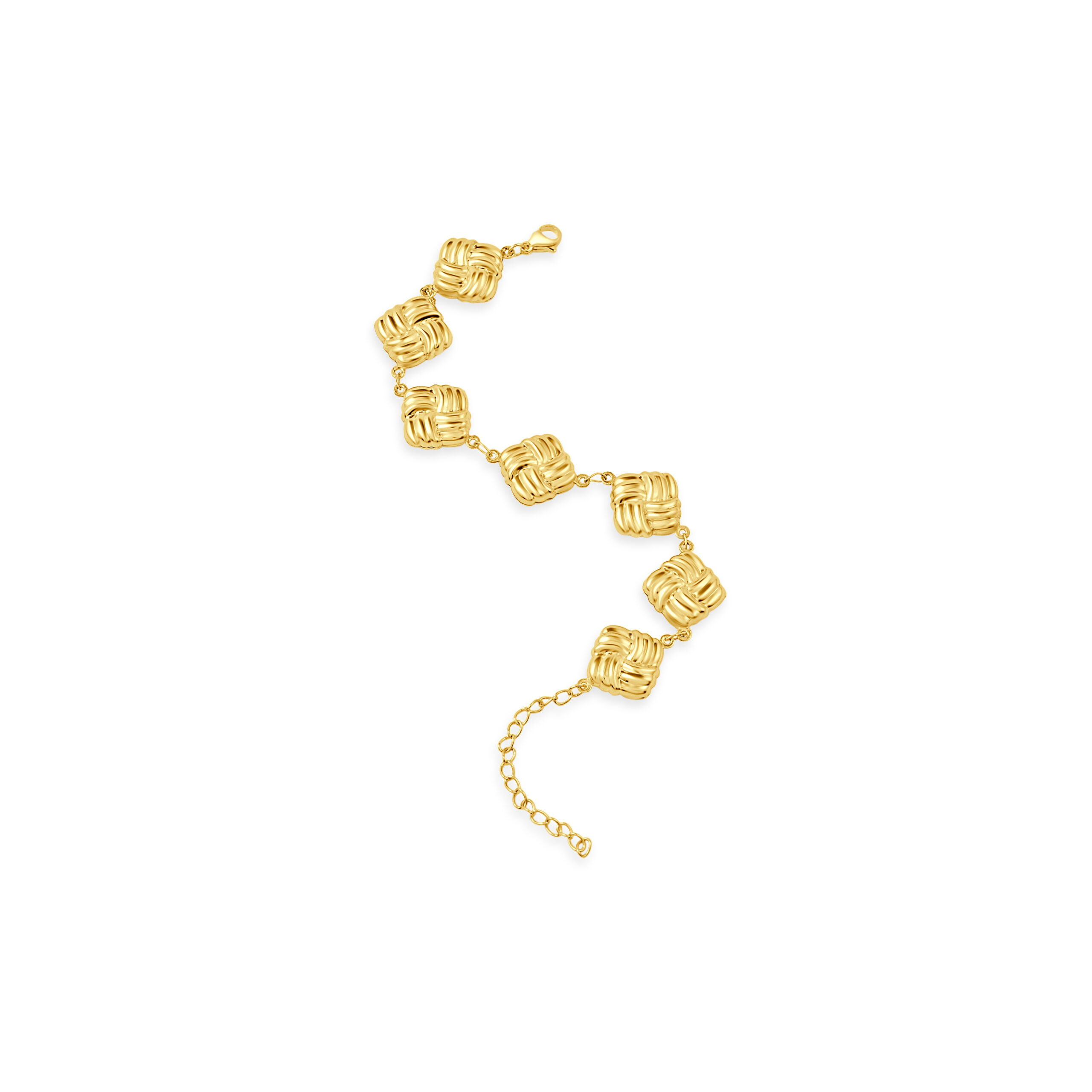 Gold Plated Textured Woven Knot Link Bracelet